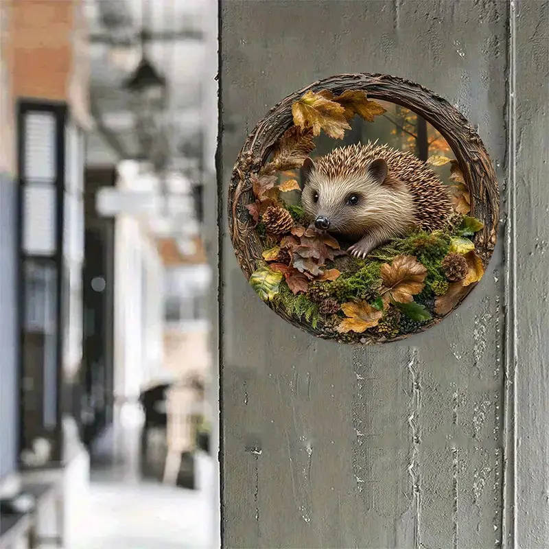 1pc Art Deco Hedgehog-Inspired 3D Embossed Aluminum Wall Art Decor Waterproof and Durable Animal The