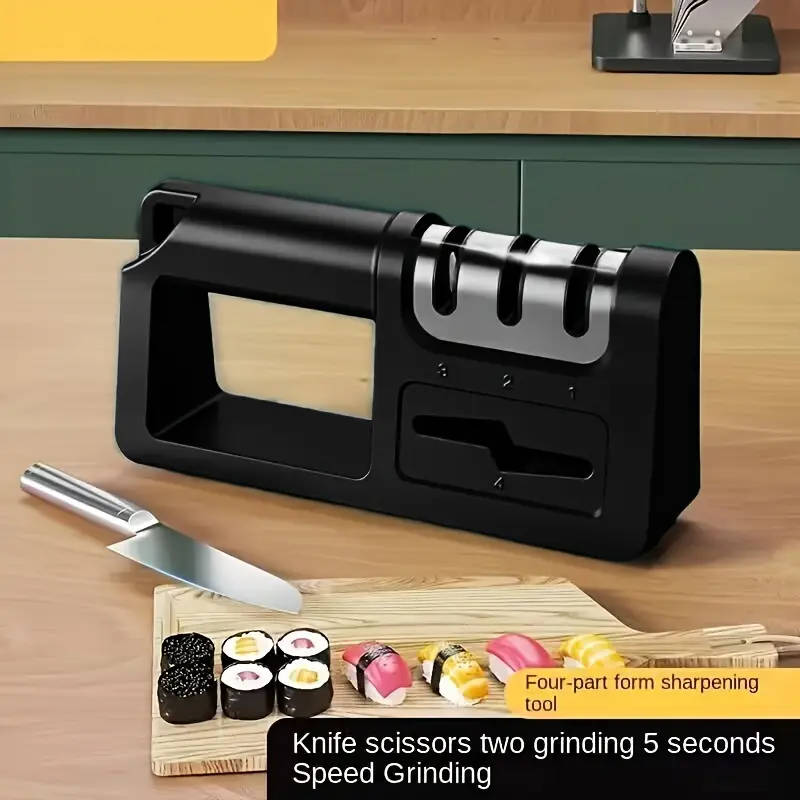 4in1 Diamond Kitchen Sharpener Quick Multifunctional Manual Tool for Knives Scissors Lightweight 304