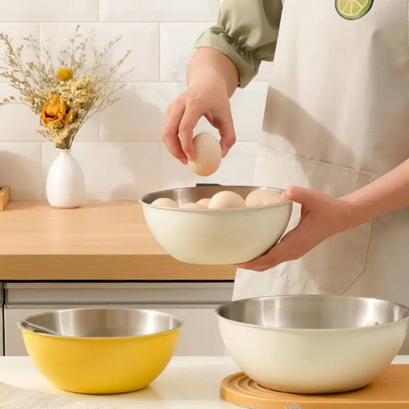 3pcs Stainless Steel Kitchen Set Rust-Resistant Mixing Bowls for Baking Salad Noodles Large Capacity