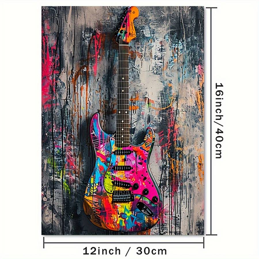 1pc Vibrant Electric Guitar Canvas Art Print Frameless 30.48x40.64 cm Colorful Abstract Wall Dec