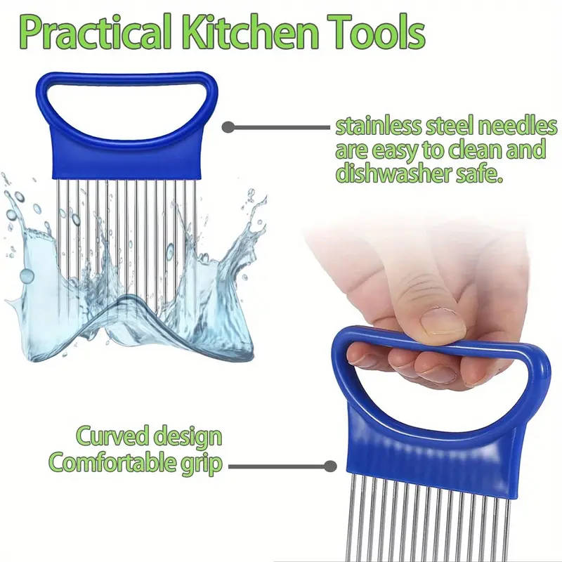 1pcs Stainless Steel Slicing Fixing Cutter Onion Insert Tenderizer Meat Tenderizer Fork Shredder Cut