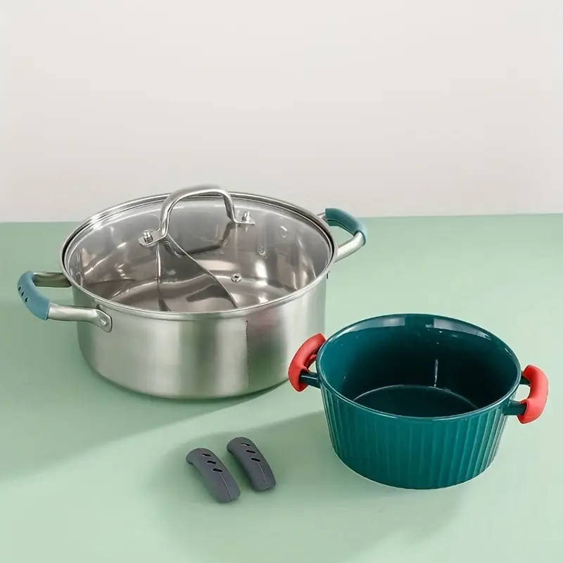 1 Pairs Silicone Pot Handle Sleeves Anti-Scalding Non-Slip Insulation Glove Clips Hand Wash Only