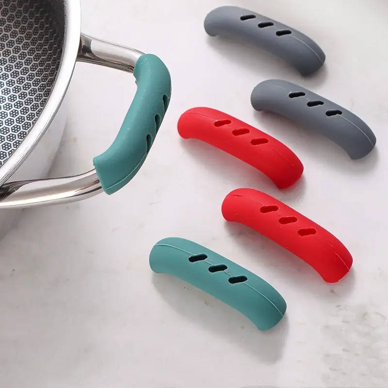 1 Pairs Silicone Pot Handle Sleeves Anti-Scalding Non-Slip Insulation Glove Clips Hand Wash Only