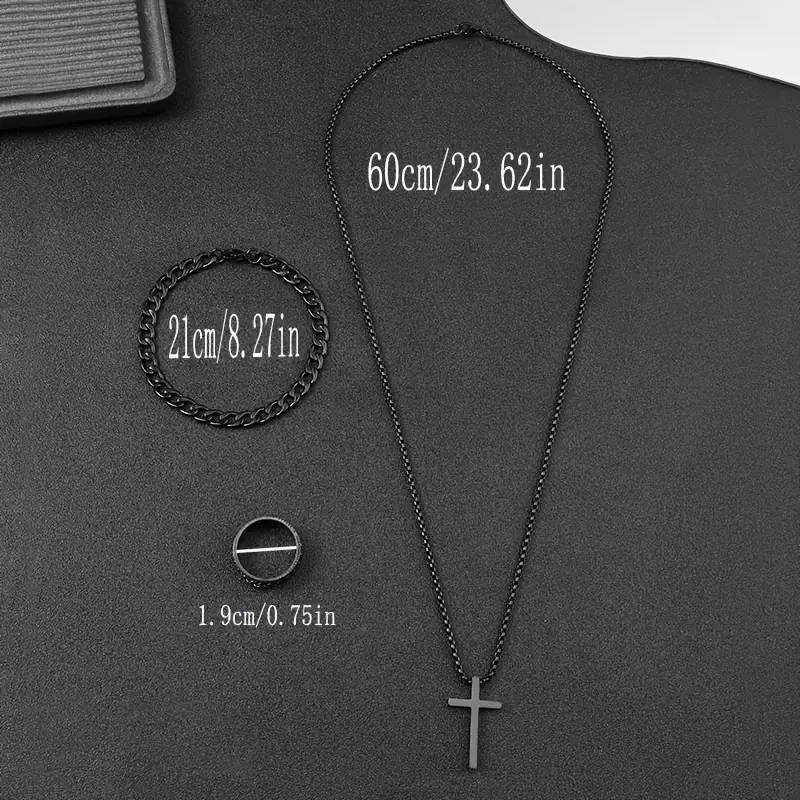 3pcs Cross Necklace, Bracelet and Ring