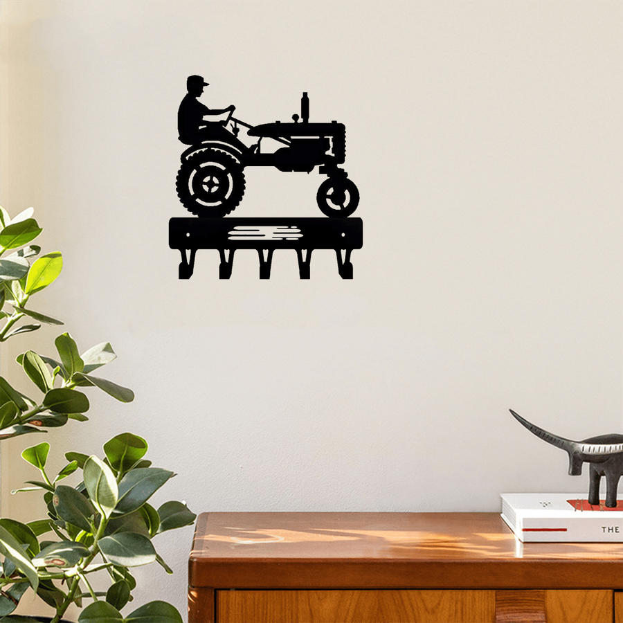 HELLOYOUNG Farmhouse Key Rack HangerWall Mount Easy Install 15.24 cm Wide Metal Tractor and Fa