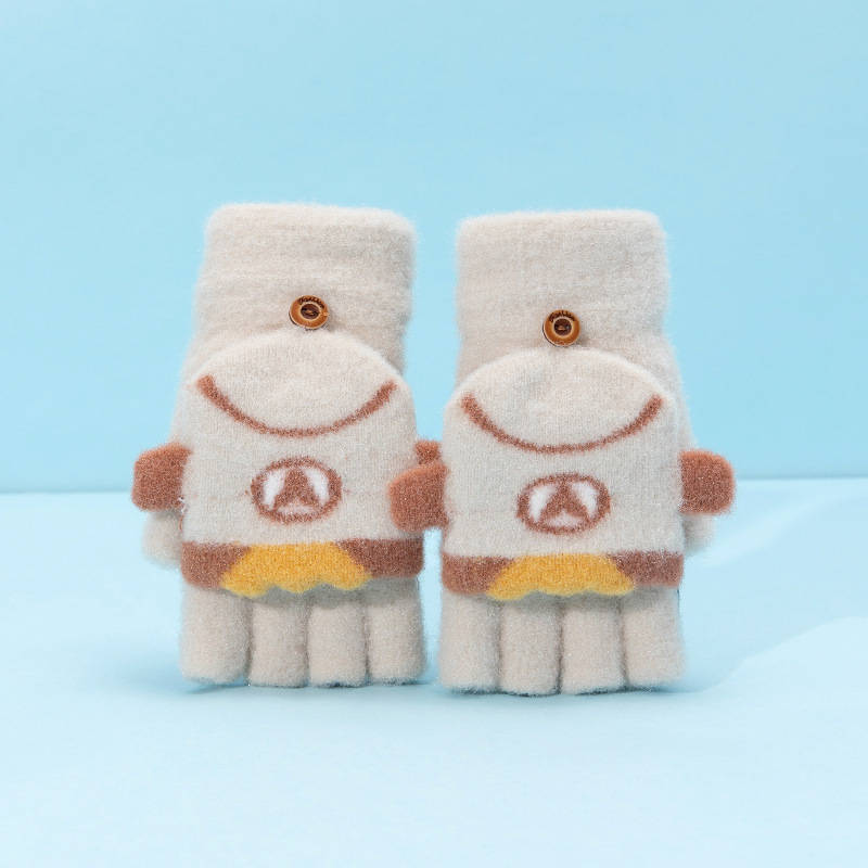 1 Pair Beige Warm Gloves