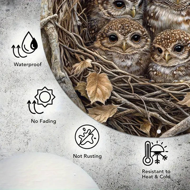 1pc 3D Owl Family Metal Sign 30cm x 20cm Pre-Drilled Aluminum Wall Art Contemporary Home Decor Perfe