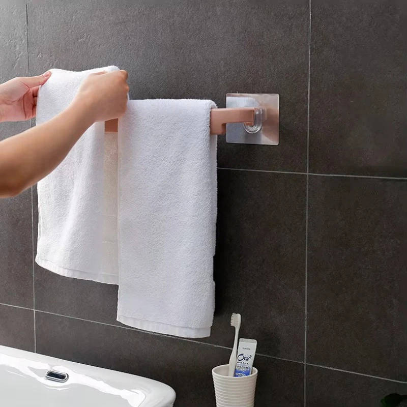 1pc Sesame Cheap Factory Price Multifunctional Wall-Mounted Storage Rack NO Drilling Towel Bar Singl