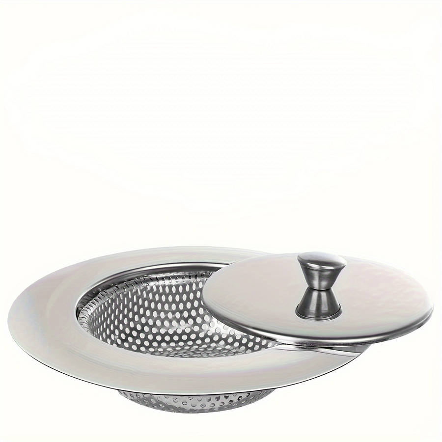 1pc 304 Stainless Steel Kitchen Sink Strainer with Lid Durable Vegetable Washing Drain Prote