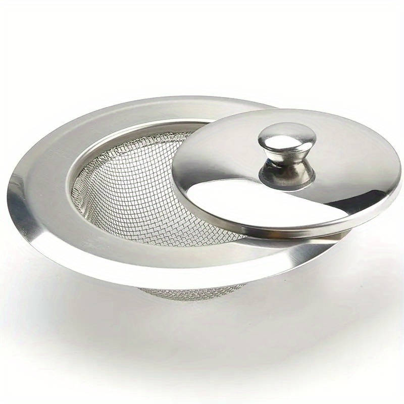 1pc 304 Stainless Steel Kitchen Sink Strainer with Lid Durable Vegetable Washing Drain Prote