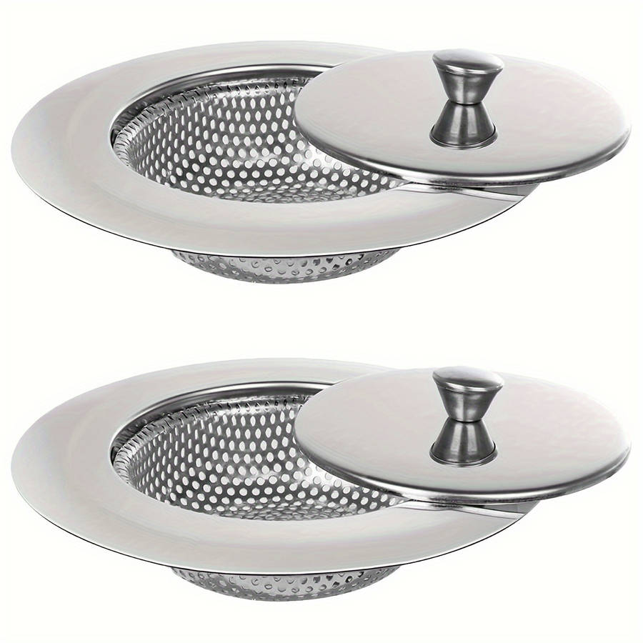 1pc 304 Stainless Steel Kitchen Sink Strainer with Lid Durable Vegetable Washing Drain Prote
