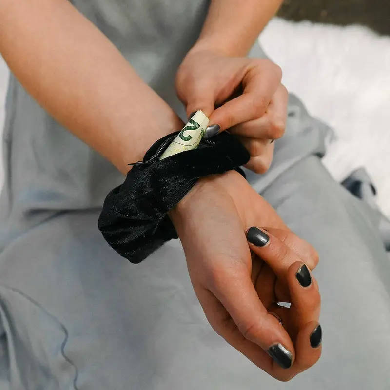 1pc Zipper Scrunchie Hair Tie with Secret Pocket