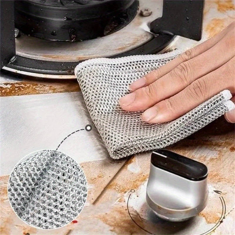 30-Pack Microfiber Steel Wire Scrubbing Pads Double-Sided Reusable Soap Saver Pads for Kitch