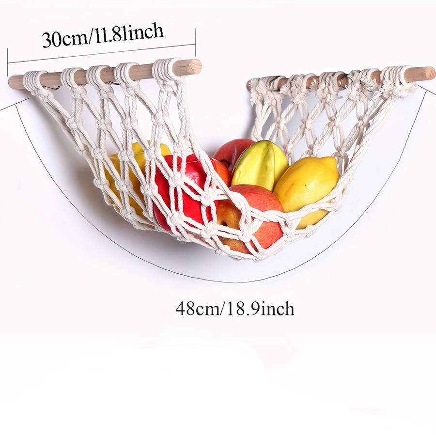 1pc Innovative Storage Bohemian Chic Hand-Woven Fruit Hammock Versatile Hanging Storage Basket f