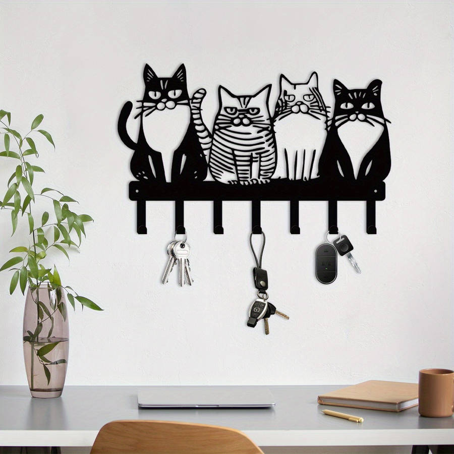 Charming Cat Themed Metal Wall Hook-Perfect for Towels Coats and Keys-Ideal Gift for Cat Lovers-Uni