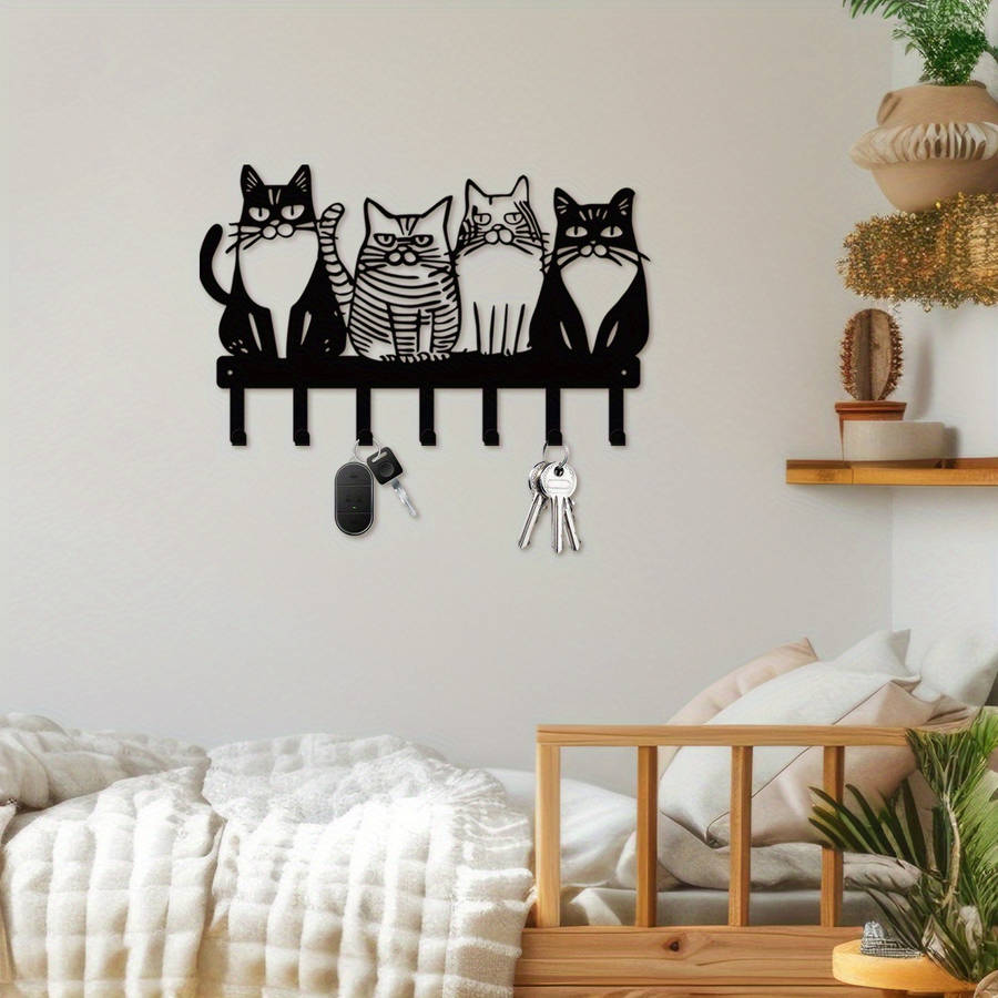Charming Cat Themed Metal Wall Hook-Perfect for Towels Coats and Keys-Ideal Gift for Cat Lovers-Uni