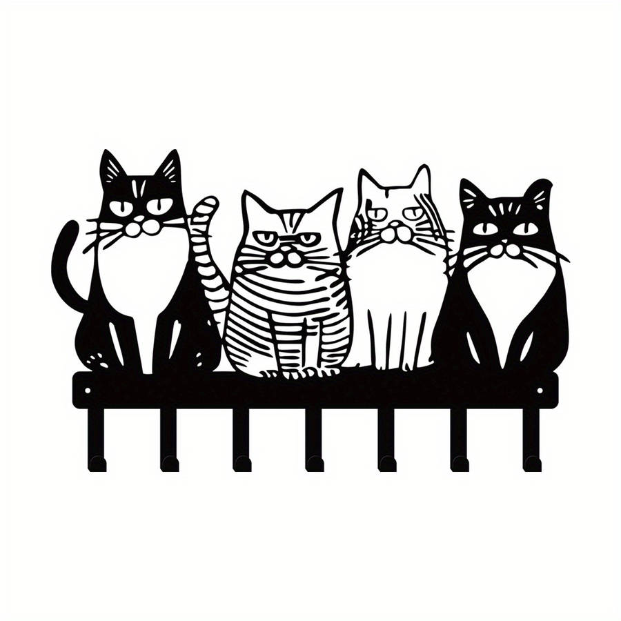 Charming Cat Themed Metal Wall Hook-Perfect for Towels Coats and Keys-Ideal Gift for Cat Lovers-Uni