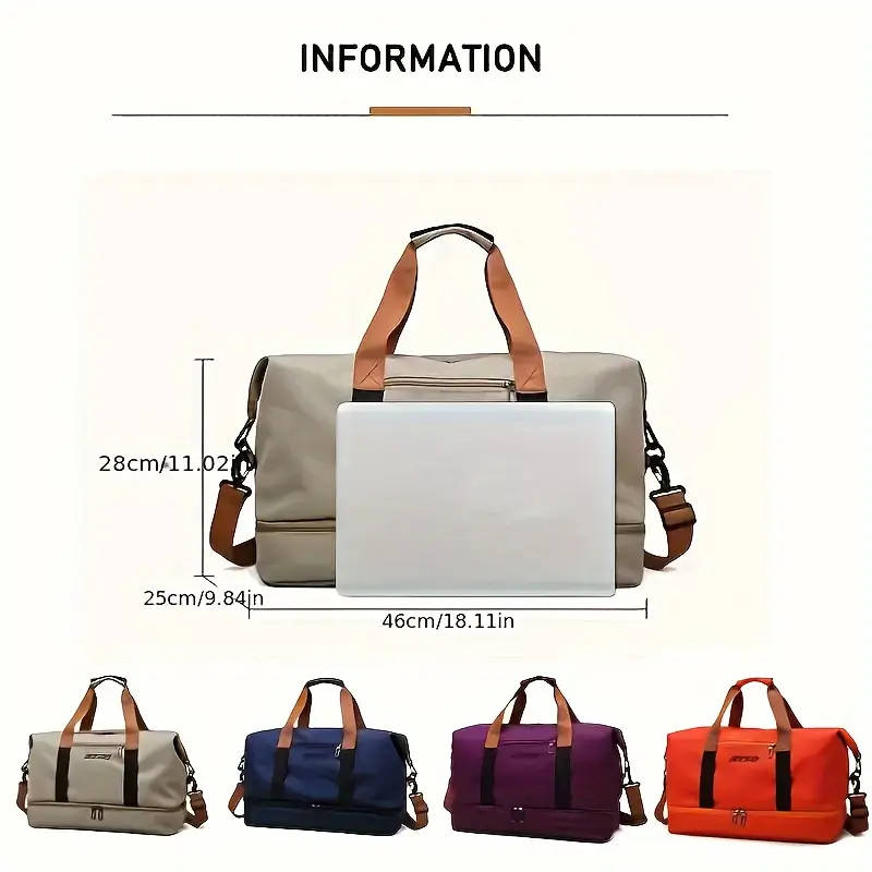 Extra Large Waterproof Travel Duffel Bag with Dry  Wet Separation Lightweight Spacious Handbag