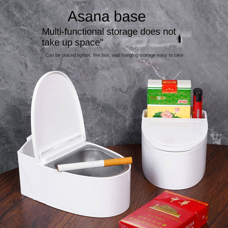 1pc Wall-Mounted Toilet Ashtray with Lid Plastic Thickened Dust Cover Easy to Clean Avoid Flyin