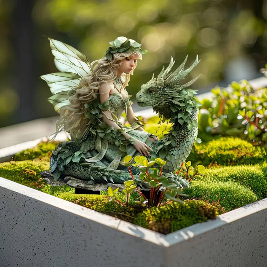 1pc 2D Flat Printing New Acrylic Material Garden Decoration Stake Featuring a Charming Green Fairy A