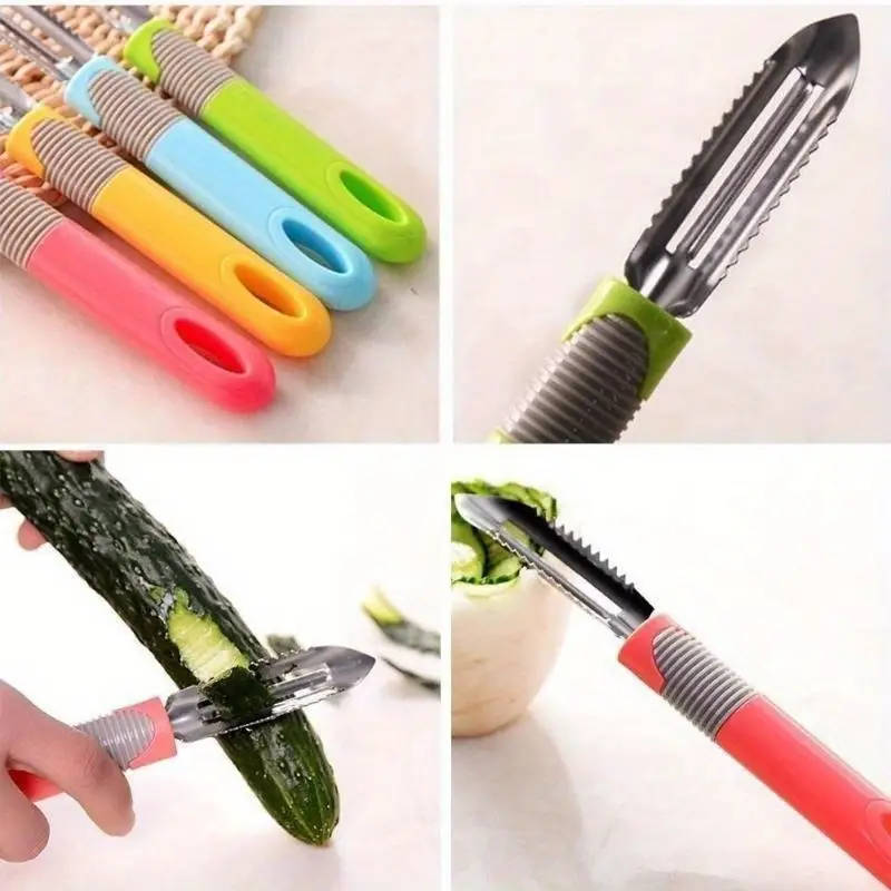 1pc 2-in-1 Stainless Steel Vegetable Peeler and Potato Slicer Multifunctional Rotating Dual Blades T