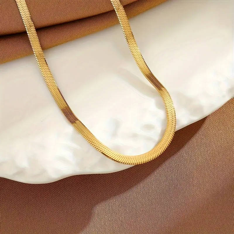 18K Golden Plated Stainless Steel Snake Chain Necklace and Bracelet Set