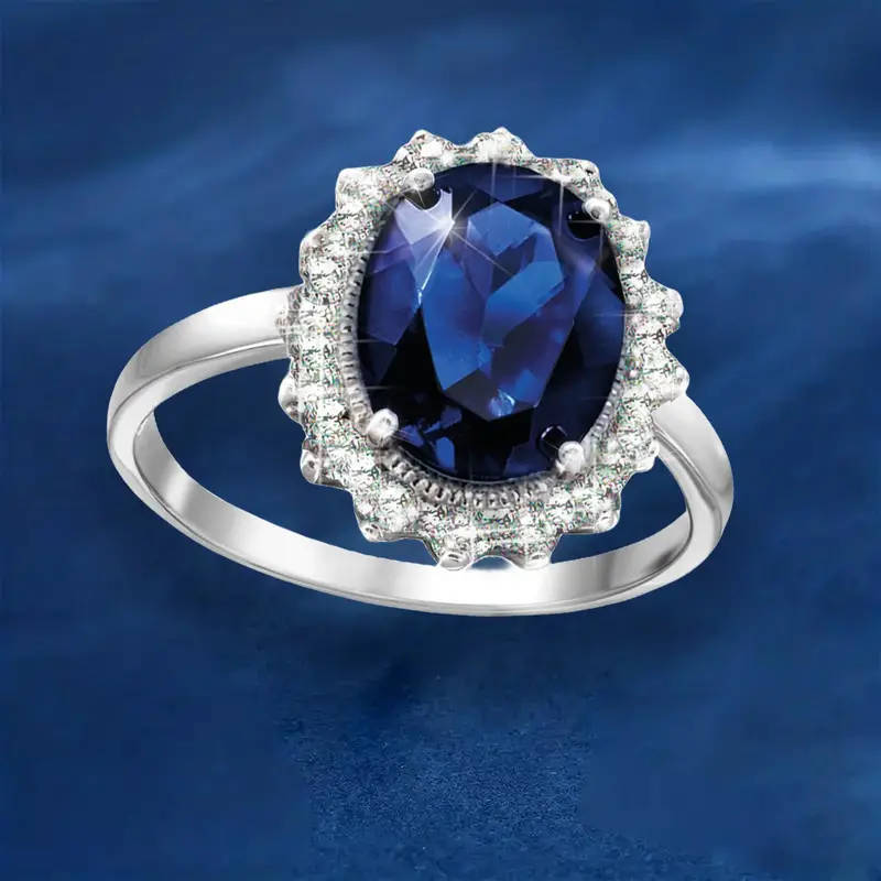 Elegant Dark Blue Pigeon Egg Ring
