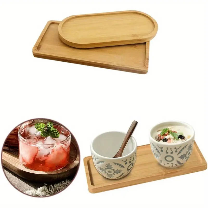 4pcs Serving Tray Bamboo Tray Storage Tray Bamboo Serving Plate Bamboo Tray Decorative Tray Bathroom