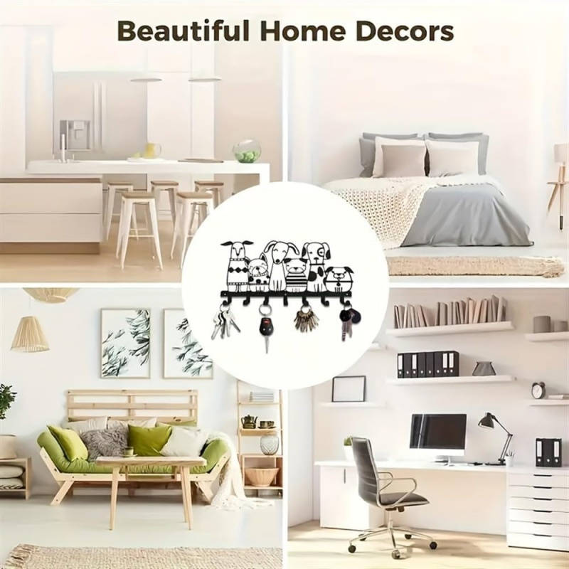 Charming Rustic Metal Key And Hat HookEasy to Install Wall Mount Hook for Home Kitchen