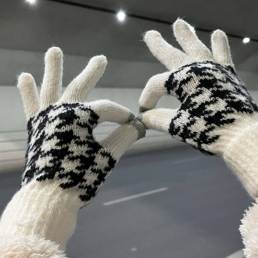 1 Pair Black Warm Gloves