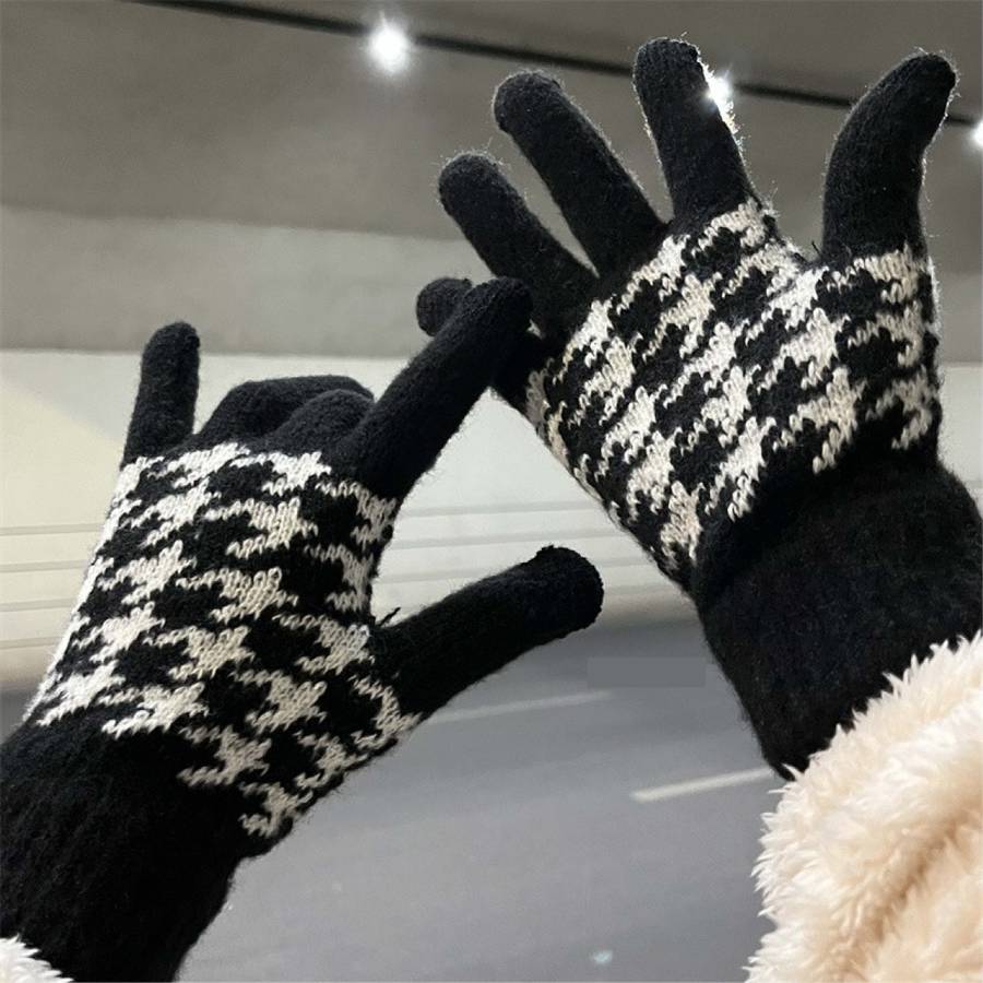 1 Pair Black Warm Gloves
