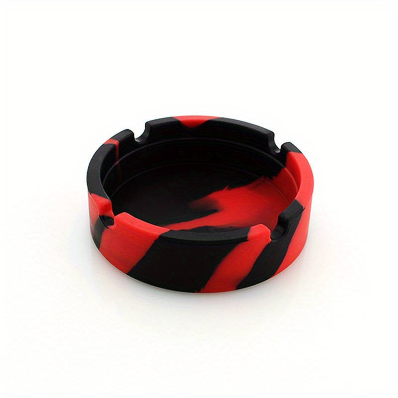 1pc Glow-in-the-Dark Tie-Dye Silicone Ashtray Durable Heat-Resistant Easy to Clean Black with