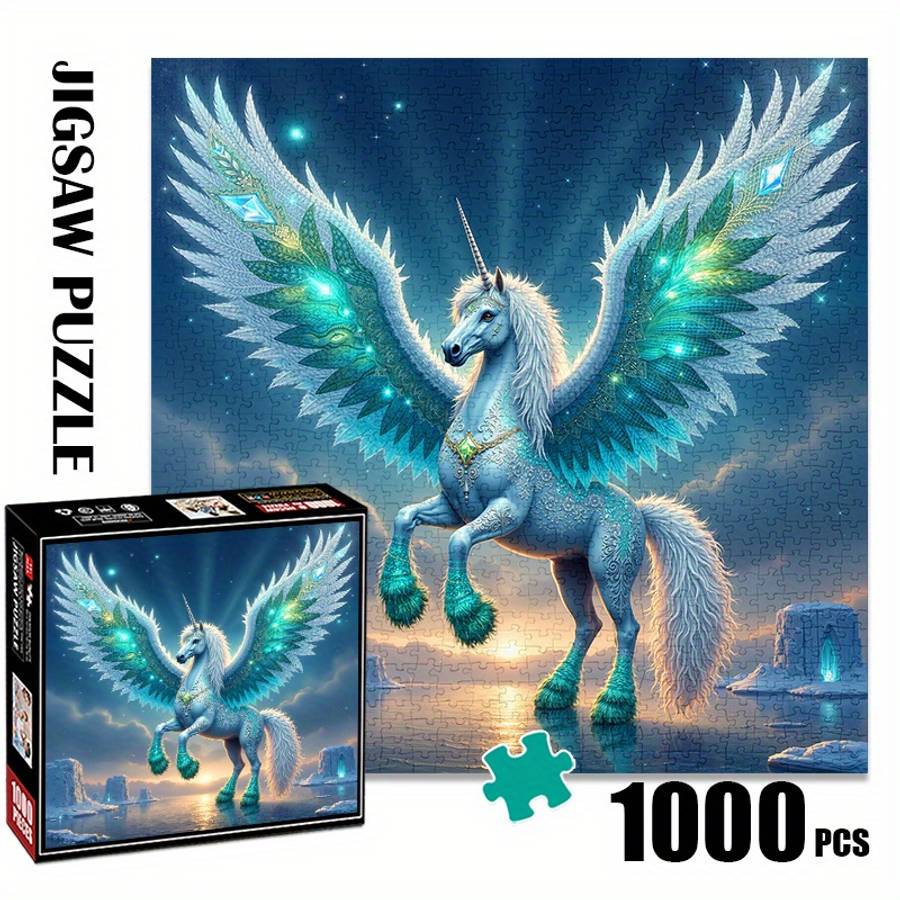 1000pcs Unicorn Glacier Jigsaw Puzzle Scratch Water Resistant Challenging DIY Br