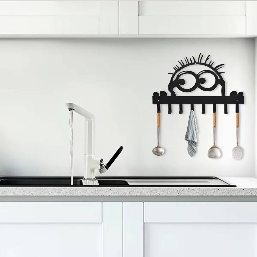 A single set of elegant wallmounted metal coat hooks with 8 hooks. Its a practical and stylish c