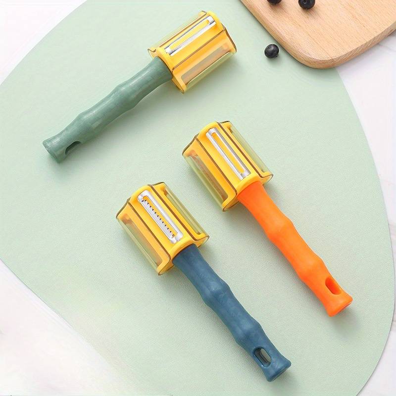 1pc 3-in-1 Kitchen Knife Set with Stainless Steel Blades and Colorful Handles Includes Peeler Sl