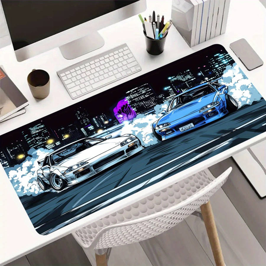 30x80cm Anime-Inspired Racing Car Mouse Pad with Rubber Base Non-Slip Desk Mat