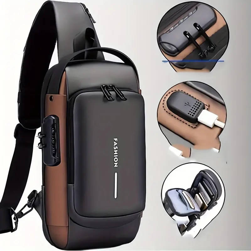 1 Piece Men's Anti-Theft Combination Lock Chest Bag