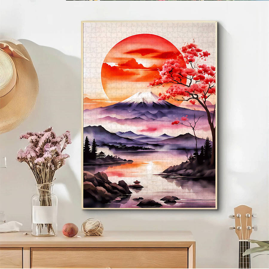 1000pcs Mount Fuji Cherry Blossom Tree Jigsaw Puzzle Large Paper Puzzle for Adult