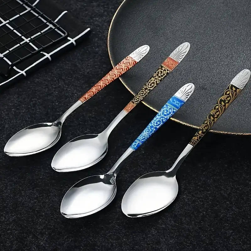 10-Piece Elegant Multi-Color Stainless Steel Spoon Set