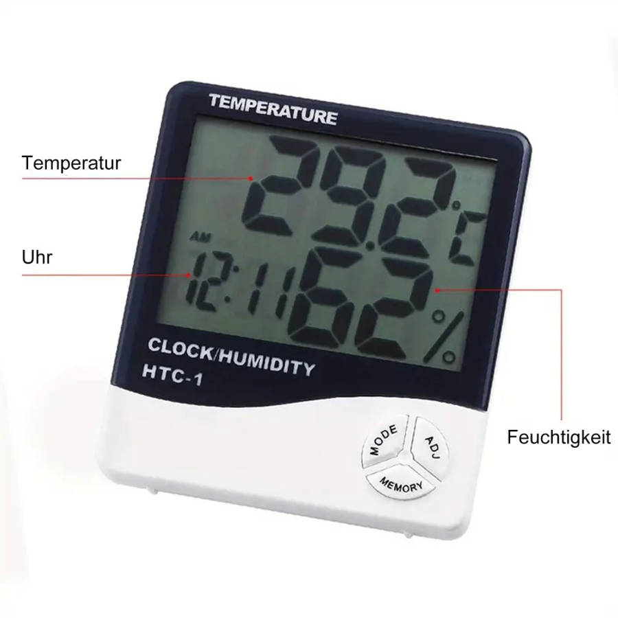 1pc White ABS Material Creative Household Large Screen Thermometer And Hygrometer Suitable for Room
