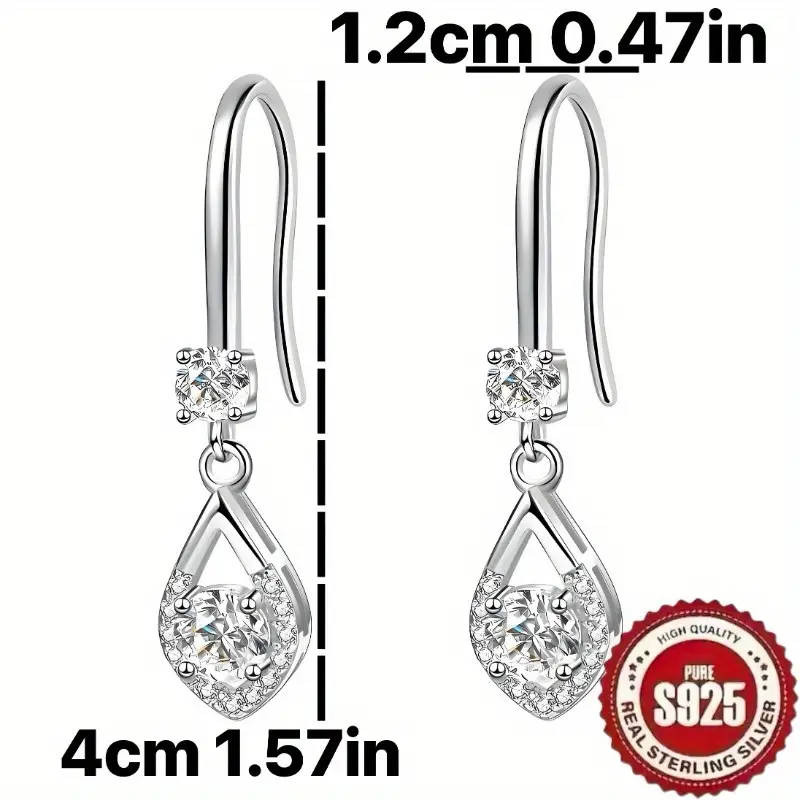 925 Sterling Silver fashion Earrings with inlaid with Round Synthetic Zirconia
