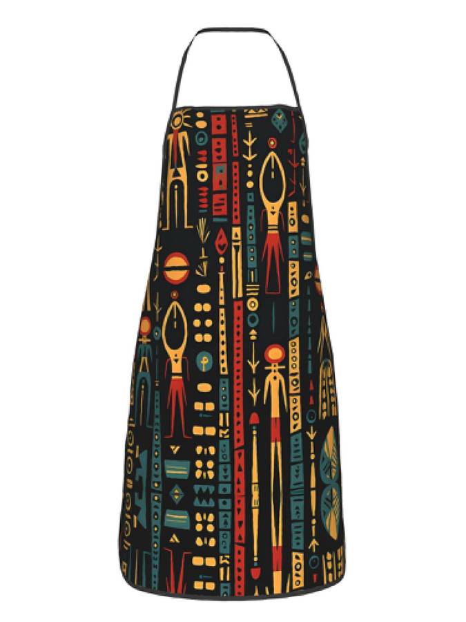 1pc Vintage African Ethnic Print Apron 100% Polyester Woven Fabric Slight Stretch Patterned Cook