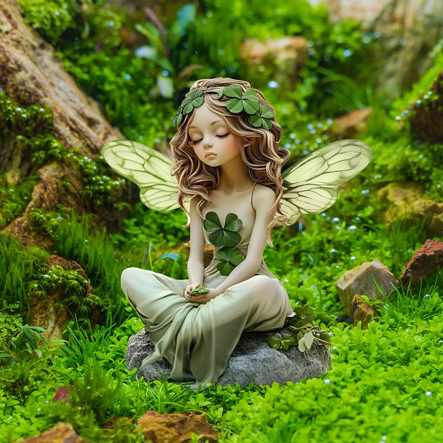 1pc 2D Flat Plants Theme Butterfly Wing Girl Four-Leaf Clover Design Garden Decor