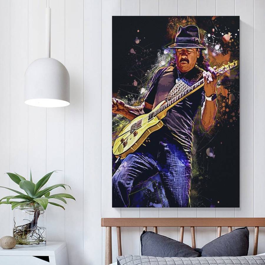 1pc  Unframed Canvas Poster Carlos Santana Guitar Art Poster Modern Satin Canvas Wall Decor