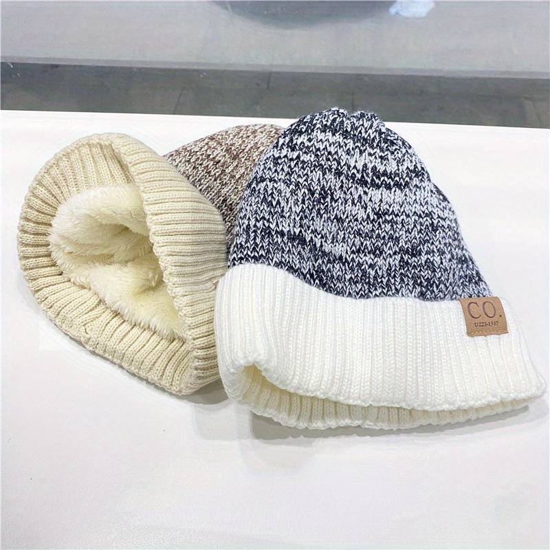 1pc Winter Warmth Plus Velvet Beanie Hat for Men Thickened Ear Protection Knit Cap 100% Polye