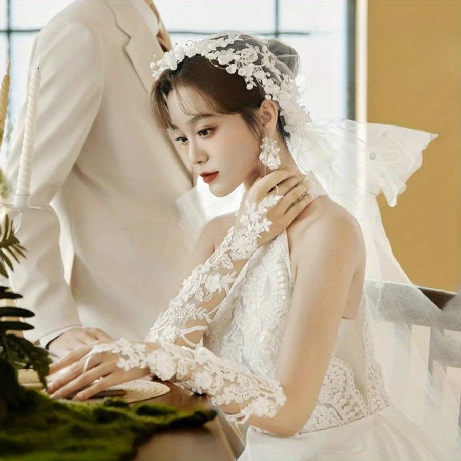 1 Pair Rose Bridal Long Sleeves