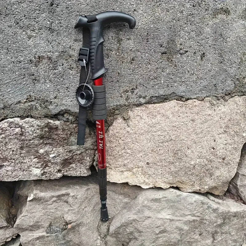 1pc Ultra-Lightweight Adjustable Trekking Pole with Ergonomic T-Handle Durable Aluminum Alloy for En