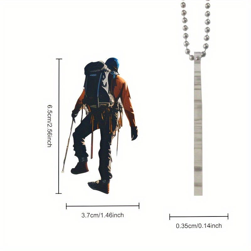 1pc 2D Flat   Acrylic Mountain Hiker Pendant Versatile Car Mirror Backpack Keychain Decor