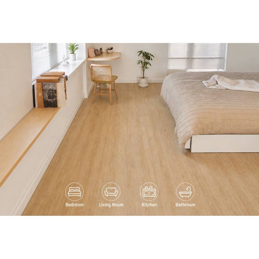 2PC Wood Grain PVC Floor Stickers
