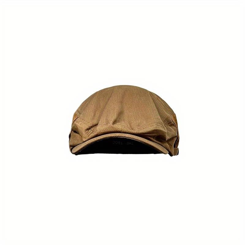 1pc Vintage British Style Beret Cap Unisex Lightweight Polyester Newsboy Hat with Embroidered Log